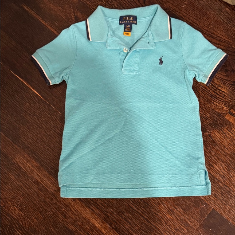 Polo by Ralph Lauren Kids' Turquoise, Navy & White Polo Shirt - 3T